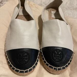 Tory Burch Black and Cream Espadrilles